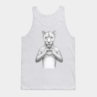 Girl Lion with heart Tank Top